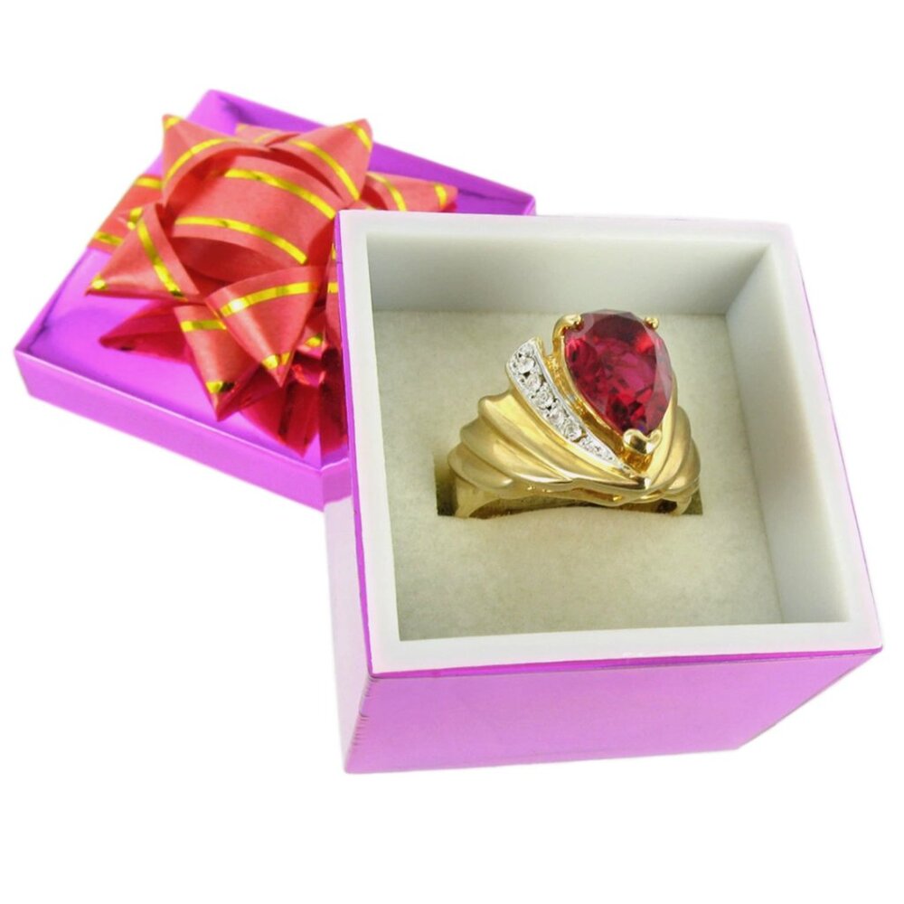 18k Gold Electroplated With Simulated Ruby And Cu… - image 6